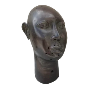 Classic Benin African Bronze Ancestor Head Circa 70s