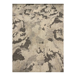 Modern Gray and Khaki Wool Blend Abstract Cloud Designer Fabric - 6.5 Yards For Sale