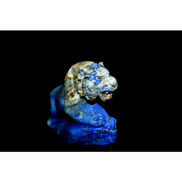 Late 20th Century Lapis Lazuli Tiger Sculpture Natural Large Gemstone 9" Paperweight For Sale - Image 5 of 10