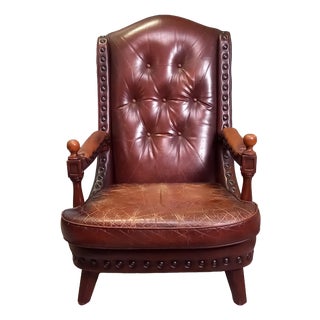 Cowhide Leather Library Armchair, 1960s For Sale