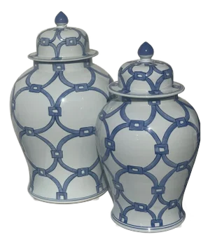 Pair of Blue & White Ginger Jars