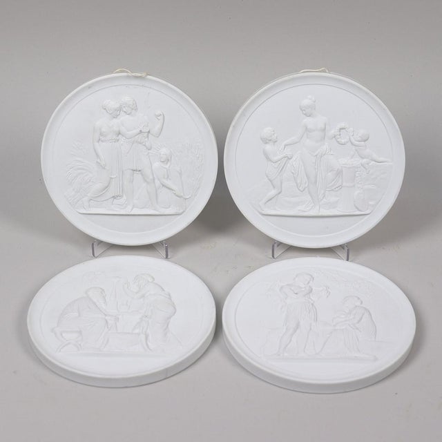 Neoclassical Early 20th Century Set of Four Royal Copenhagen Neoclassical Biscuit Porcelain Wall Relief Plaques For Sale - Image 3 of 8