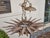 Mid 20th Century Spanish Gilt Metal Sunburst Chandelier with Frosted Glass For Sale - Image 9 of 11