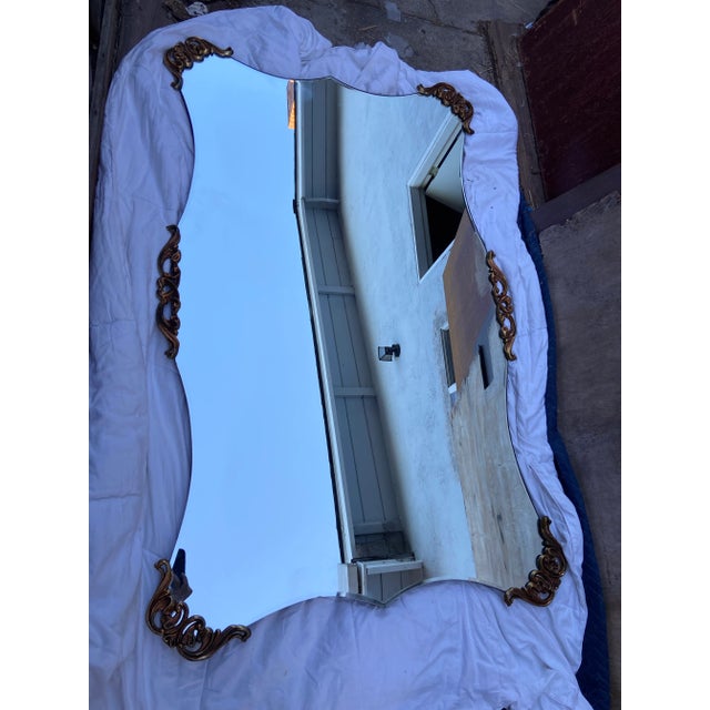 Vintage Mid Century Modern 1940’s Gold Rococo Hollywood Regency Wall Mirror For Sale - Image 10 of 12