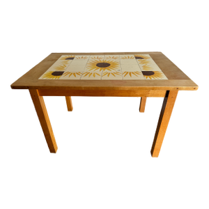 Hand Painted Tile Top Table - Vintage - Sunflower Theme