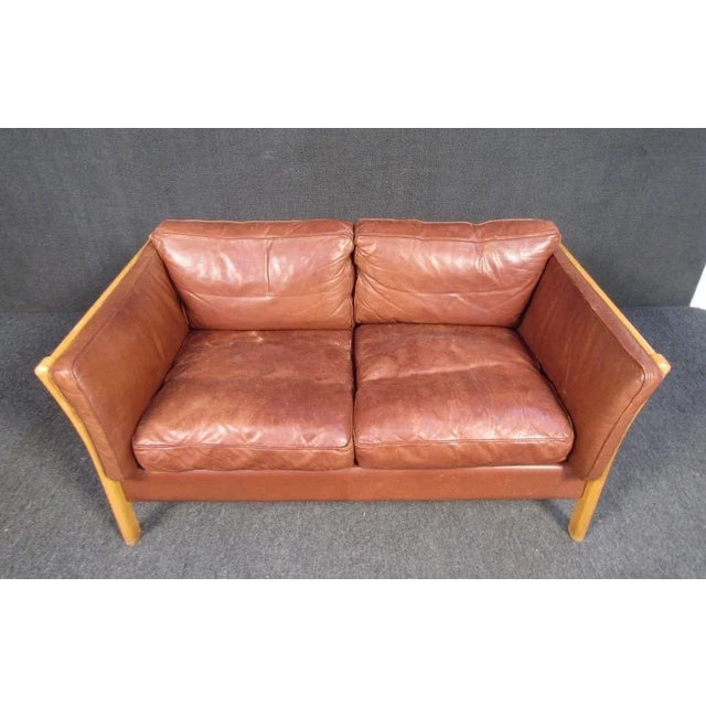 Vintage Leather Loveseat For Sale - Image 11 of 11