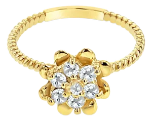 Diamond Tulip Flower Ring .25cttw 14k Yellow Gold, Size 5