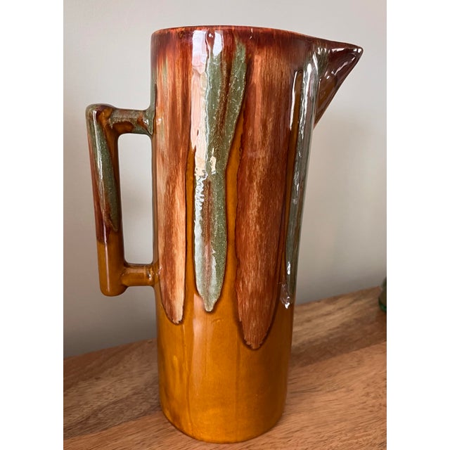 Mid-Century Modern 1960s Dryden Pottery Drip Glaze Pitcher/Vase, Signed For Sale - Image 3 of 10