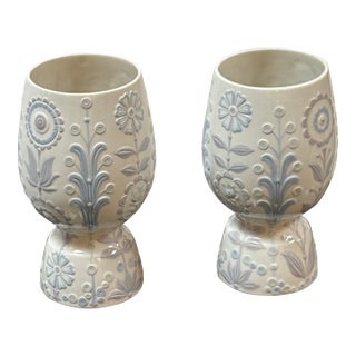 Julio Fernández for Lladró Floral Jug Porcelain Vases, Pair For Sale