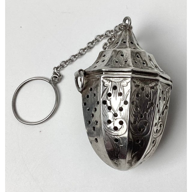 Antique American Sterling Silver Tea Ball - Tea Strainer - Infuser. Circa early 1900s. It is done in a a Classic Edwardian...