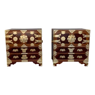 1970s Asian Burl Elm Nightstands - a Pair For Sale