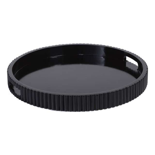 Tivoli Ribbed Lacquered Round Tray For Sale