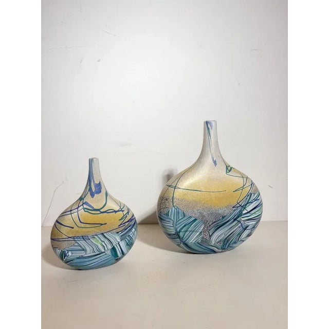 Isle of Wight Blown Glass Vases by Michael Harris, Set of 2 For Sale - Image 3 of 9