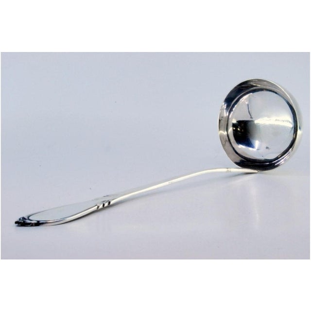 Silver Soup Ladle with Handle Grooves and Monogram Plaque For Sale - Image 3 of 7