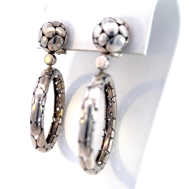 1990s John Hardy Estate Earrings Silver - 2 Pieces For Sale - Image 4 of 8