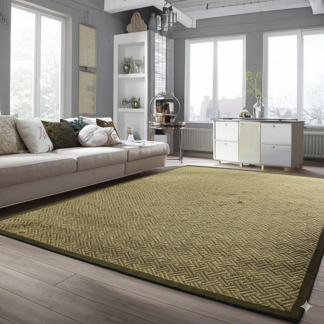 2020s 10x14 Sophisticated Nadia Beige Geometric Modern Hand Knotted Wool Carpet Rug For Sale - Image 5 of 9