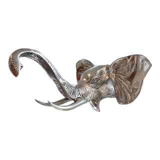 Large Vintage Pewter Elephant Head For Sale