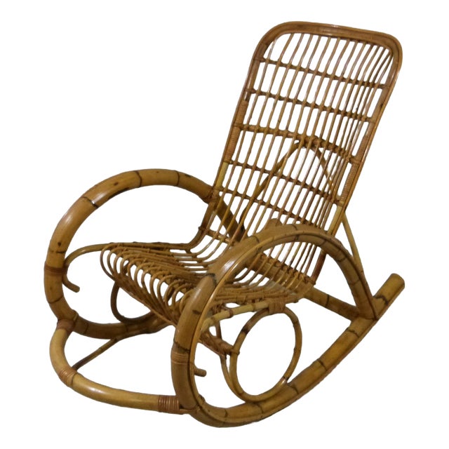 Rattan Rocking Chair from Rohé Noordwolde, 1960s For Sale