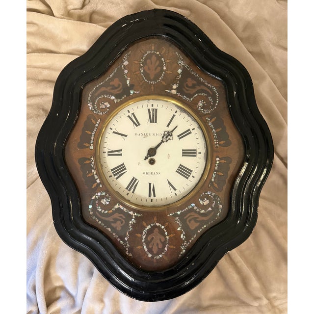 Mid 19th Century 19th Century French Cartel Wall Clock, Mother-of-Pearl Inlay, Raison & Thomas Movement For Sale - Image 5 of 16
