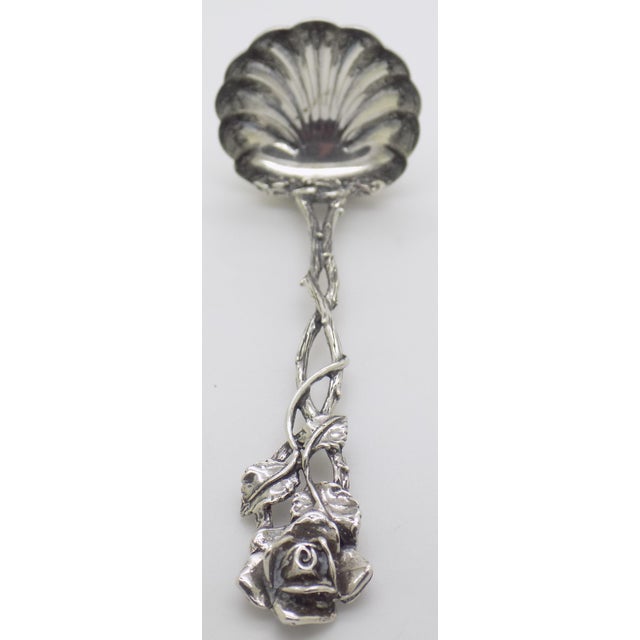 Vintage Italian Silver Mini Ladle, Rose Handle, Cocktail Garnish Serving (800 Silver) For Sale - Image 4 of 13