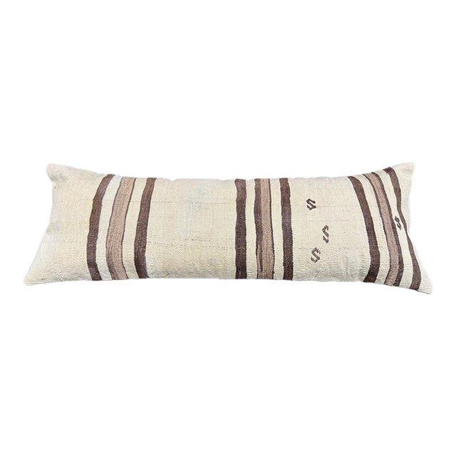 Turkish Hemp Pillow Cushion Natural Beige Brown Cushion Cover 14x40 For Sale