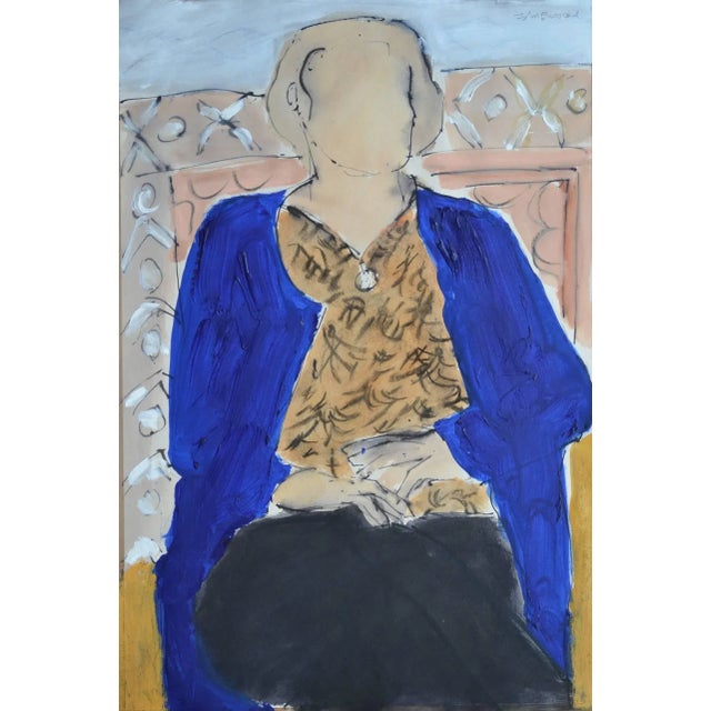 Contemporary John Emanuel 'Sarah Jane In Blue' Contemporary Mixed Media Figurative painting by John Emanuel 2015 For Sale - Image 3 of 3