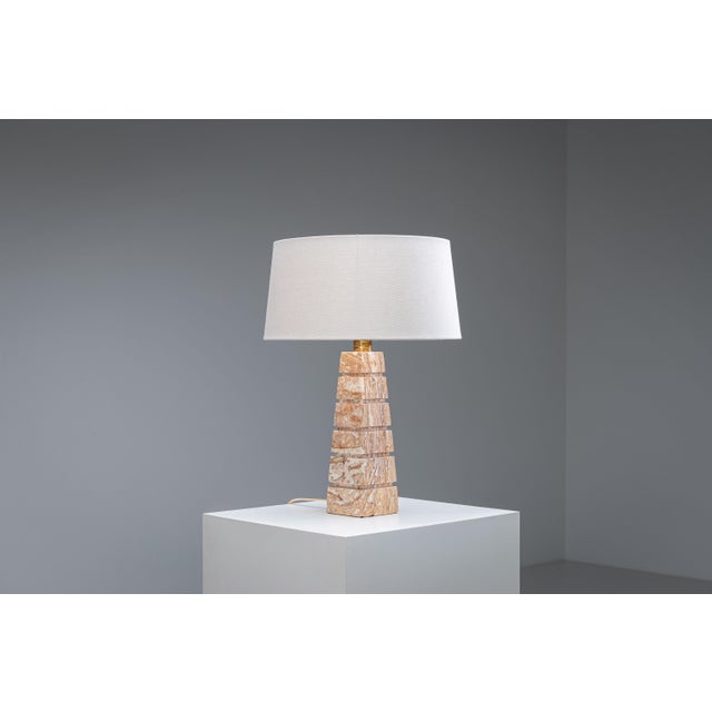 Geometric Pyramid Table Lamp in Travertine-Onyx, 1970s For Sale - Image 15 of 15