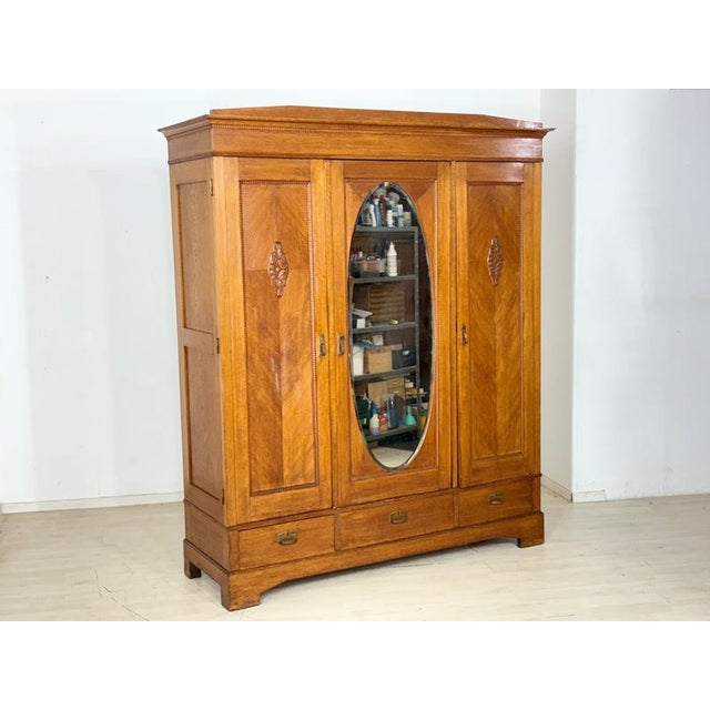 Art Nouveau German Wardrobe in Oak, 1920 For Sale - Image 13 of 13