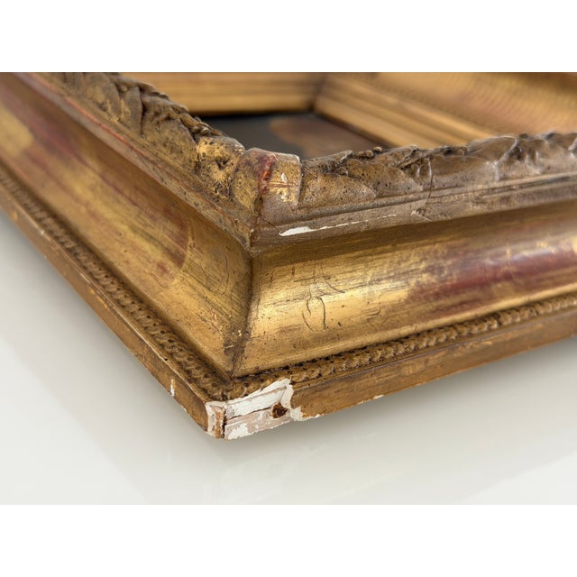 19th Century French OIl Painting on Wood Panel in Original Gilt Frame For Sale - Image 9 of 11