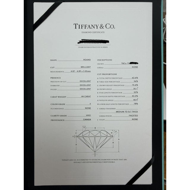 Tiffany & Co., 0.44 Carat Round Brilliant Cut Diamond Pendant Necklace, Platinum For Sale In Chicago - Image 6 of 7