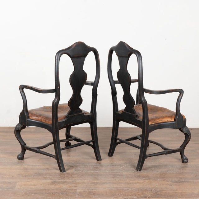 Pair of 19th Century Swedish Black Rococo Armchairs For Sale - Image 12 of 12