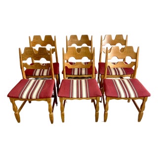 Henning Kjaernulf Oak Razorbacks Dining Chairs Primitive Brutalist Oak For Sale