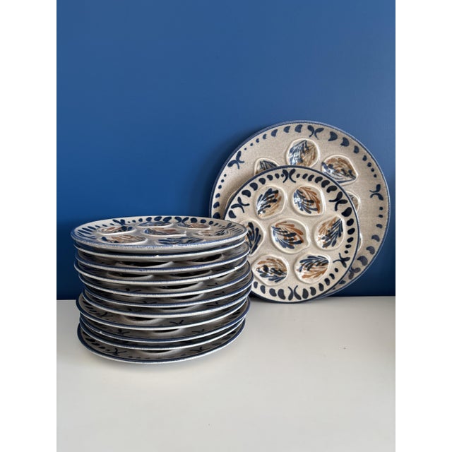 Vintage Ceramic Oyster Plates, France, Set of 6 For Sale - Image 5 of 6