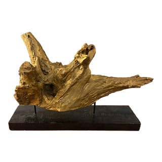 Old Gilt Painted Driftwood Sculpture For Sale
