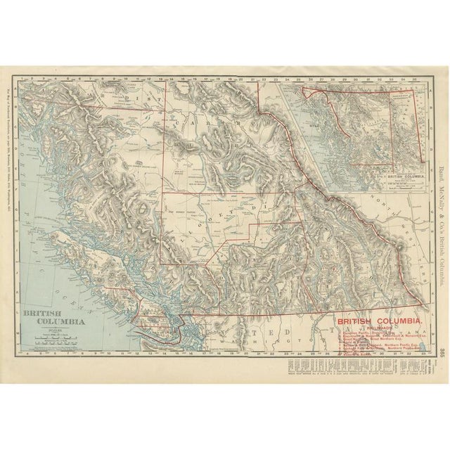 Antique Map of British Columbia with Queen Charlotte Islands, 1899 For Sale - Image 12 of 12
