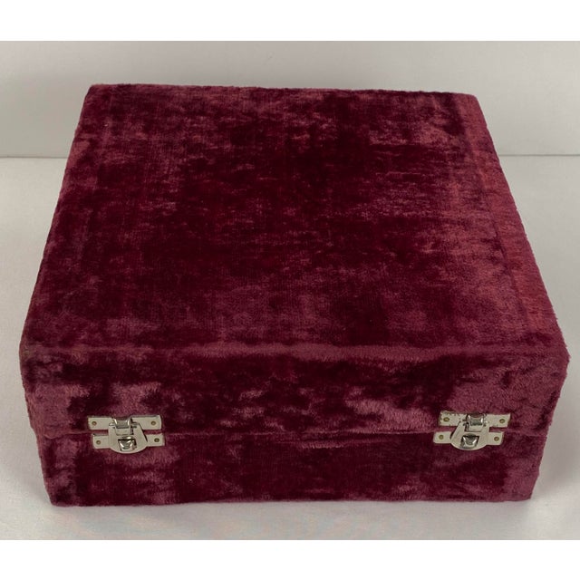 Mid 20th Century Modern Brass Candlesticks in Original Velvet Covered Box For Sale - Image 5 of 5