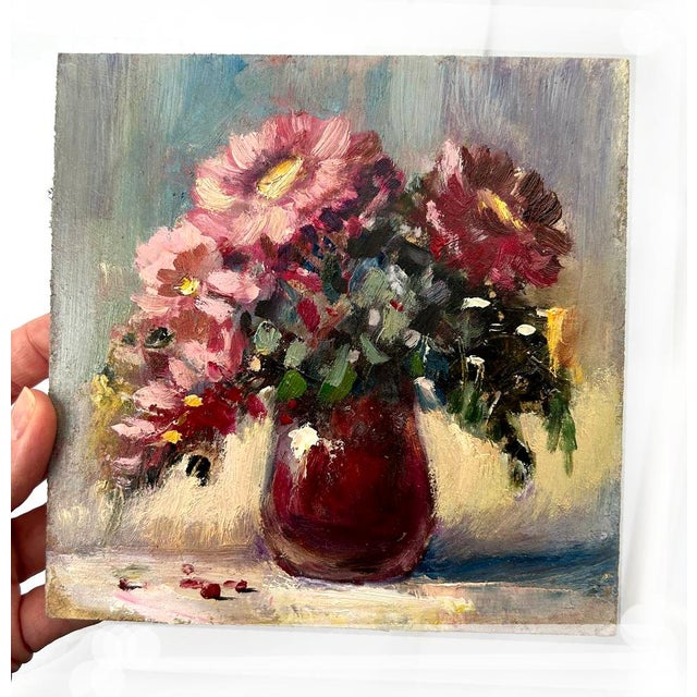 Framed Floral Original Painting Pink Daisies Bouquet Art Decor by Valeriya Serova For Sale - Image 6 of 12