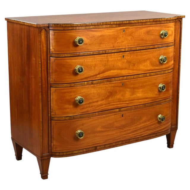 Regency Satinwood Bow Front Chest, 1810 For Sale - Image 13 of 13