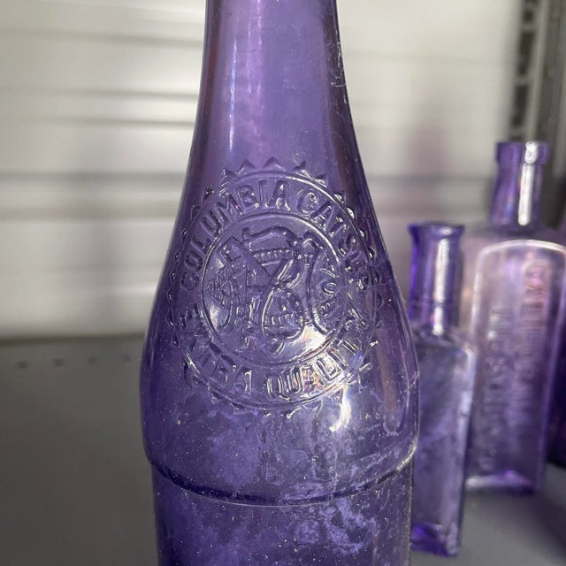 Large Collection of Antique Purple Glass Bottles- Set of 16 For Sale - Image 9 of 11