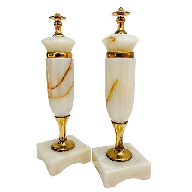 Art Deco 1960s French Art Deco Style Solid Onyx Garniture Urns - a Pair For Sale - Image 3 of 12