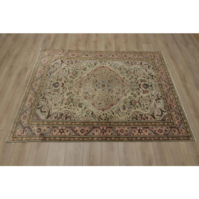 Size: 4.7 x 7 ft ( 144 x 214 cm) 56 x 84 inches Color: Organic Natural Dye ( Beige,Cream,Green,Brown ) Material: 100% Hand...