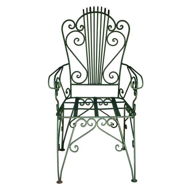 1950s 1950s Iron Garden Chairs in Moss Green - Set of 4 For Sale - Image 5 of 11