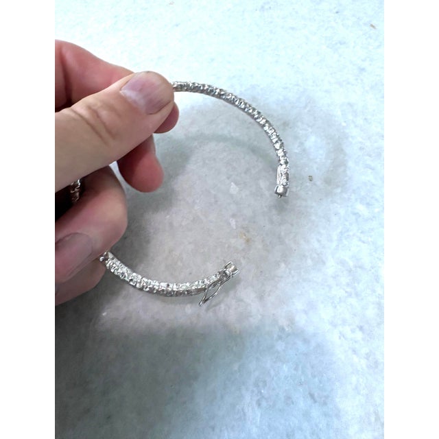 Contemporary Painted Sterling Silver Bangle Bracelet Hammered Design For Sale - Image 3 of 4
