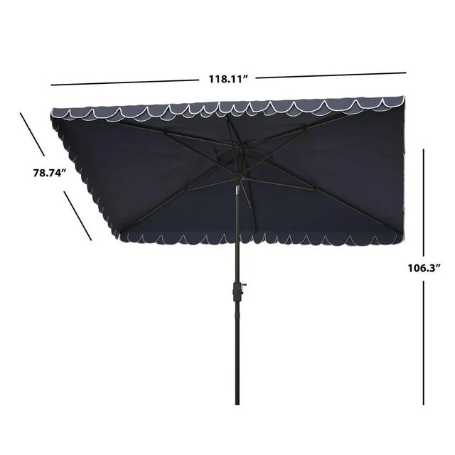 Contemporary Elegant 6.5x10 Rectangle Umbrella - Navy/White For Sale - Image 3 of 4