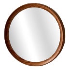 Scandinavian Round Pine Mirror, 1960s For Sale