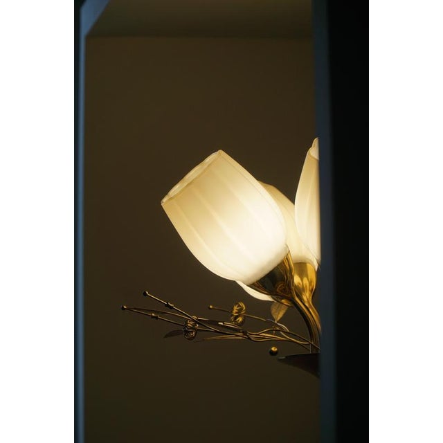 Brown Mid-Century Modern Five-Light Ceiling Lamp with Opaline Glass Shades from Itsu, Finland, 1940s For Sale - Image 8 of 16