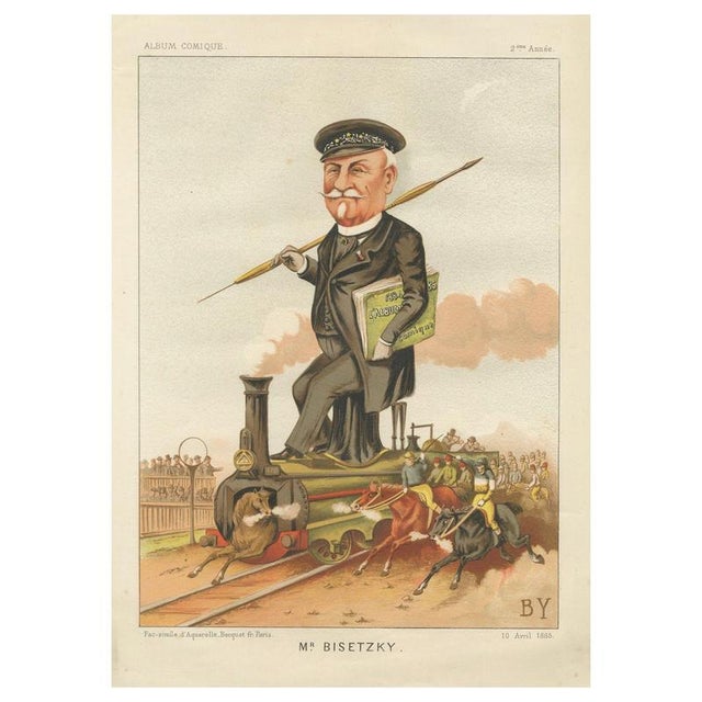 After A. Bisetsky, French Belle Époque Caricature, 1885, Chromolithograph For Sale - Image 10 of 10