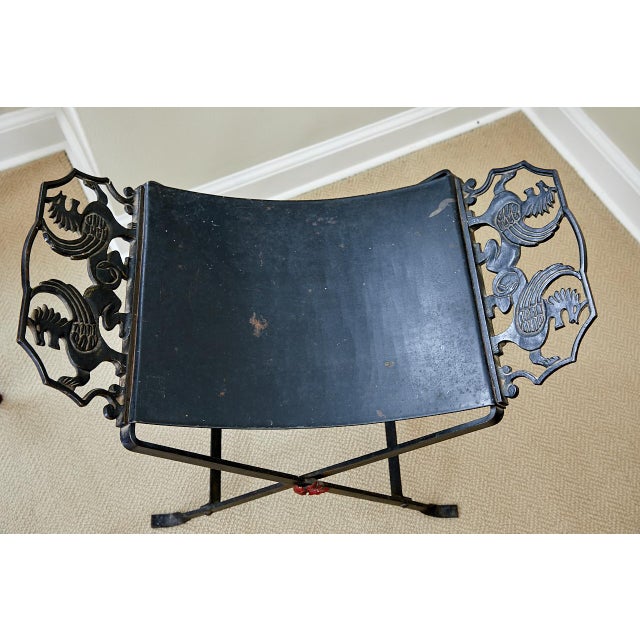 Vintage English Black Metal Vanity Bench Chairish