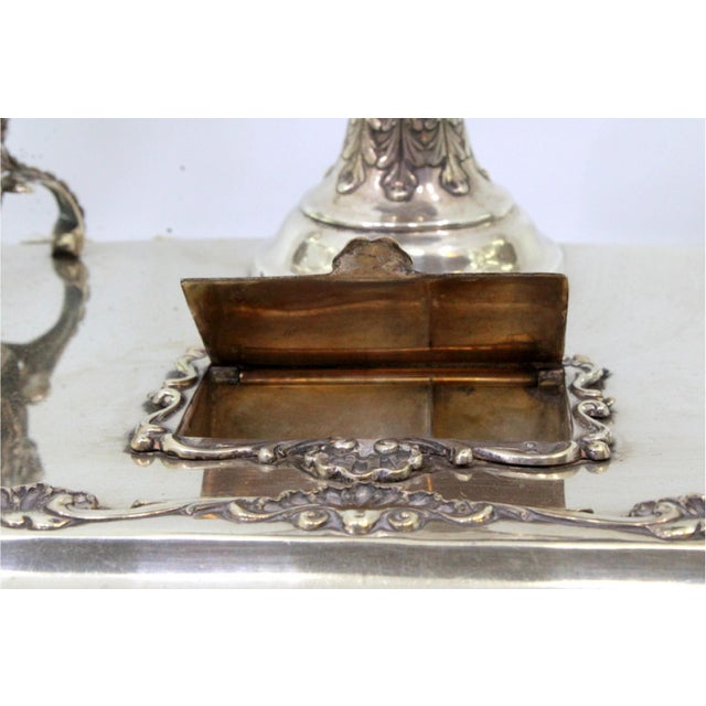 Silver Inkwell with Two Tanks, in Very Good conditions. Designed 1890 to 1919 This piece has an attribution mark, I am...