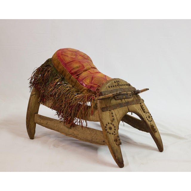 Wood Antique Camel Saddle For Sale - Image 7 of 12